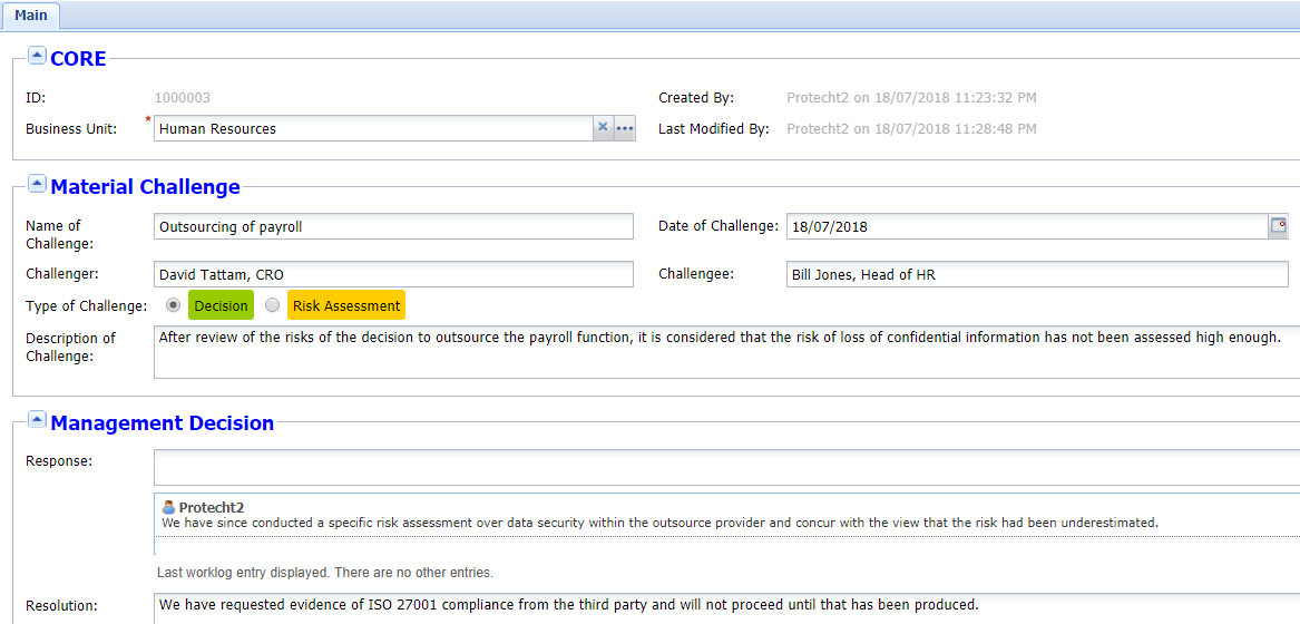 Protecht.ERM Risk Management. Challenge Register 