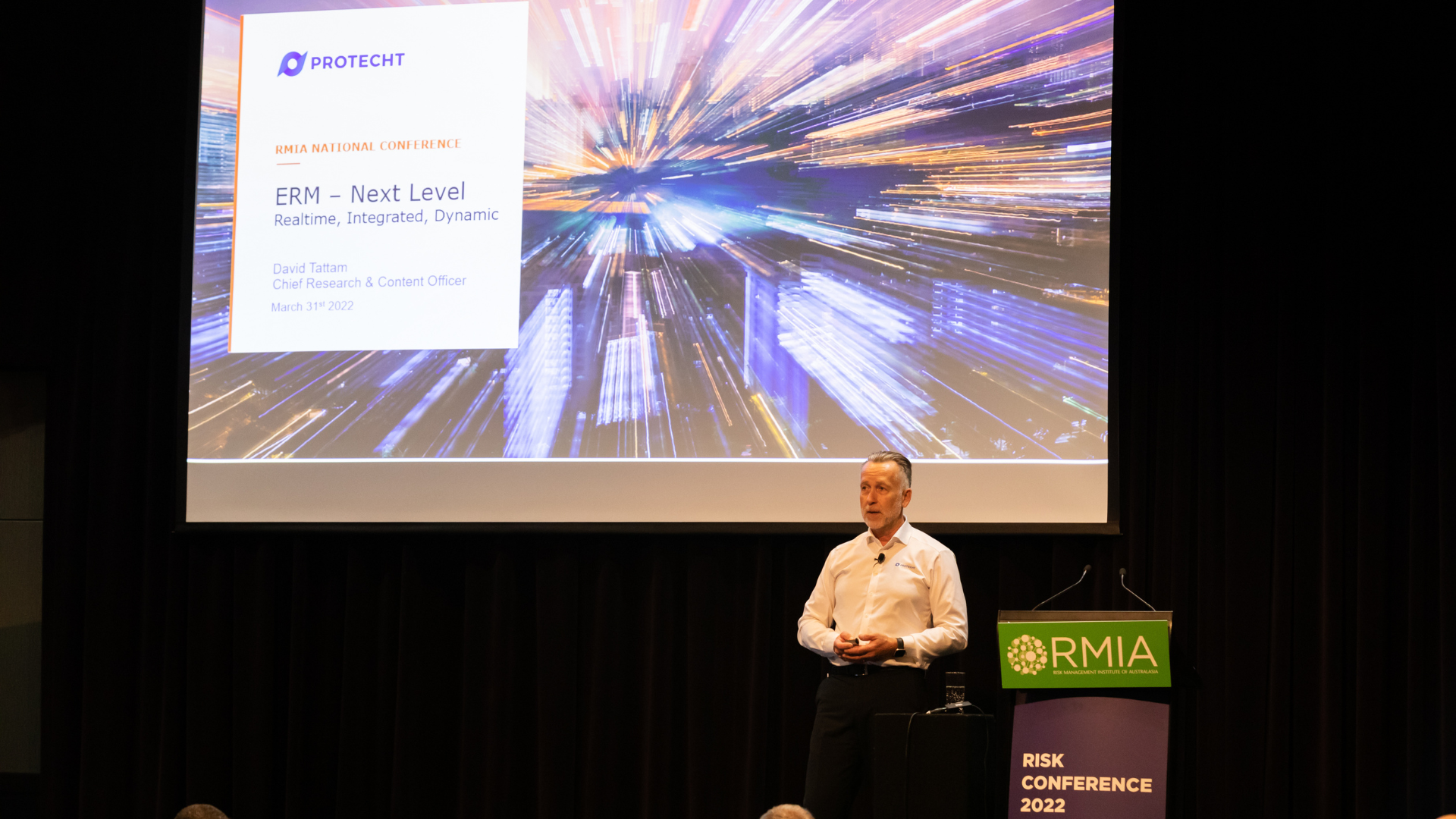 David Tattam speaking at the RMIA conference 2022 about Maturing ERM to the next level