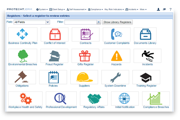 Convert paper-based forms into fully customisable registers. The register functionality in Protecht.ERM is versatile and easily modified by you to meet your business needs.